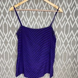 Brett Lauren Diagonal Stripe 100% Silk Tank Top Purple & Black Size: Small